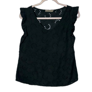 Valentina Naldi Black Cotton Eyelet Top